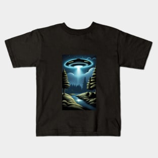 UFO Over the River Kids T-Shirt